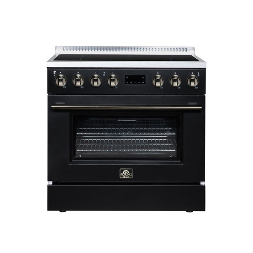 Forno Torino 36 Inch Induction Range, 10,900W Cooktop, 5.36 Cu. Ft. True Convection Oven, Air Fry, Air Sous Vide, Smudge Resistant, Black - FFSIN0936-36BLK