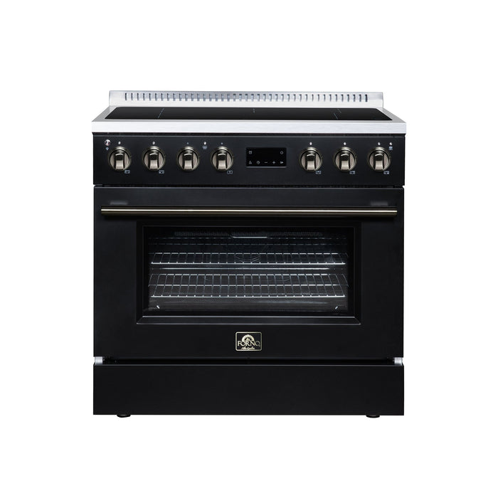 Forno Torino 36 Inch Induction Range, 10,900W Cooktop, 5.36 Cu. Ft. True Convection Oven, Air Fry, Air Sous Vide, Smudge Resistant, Black - FFSIN0936-36BLK