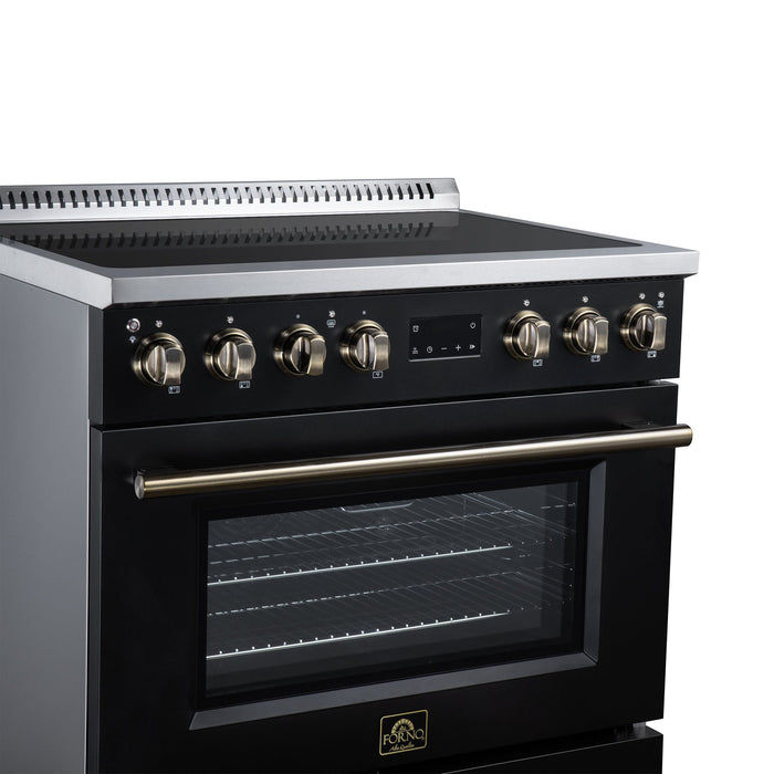 Forno Torino 36 Inch Induction Range, 10,900W Cooktop, 5.36 Cu. Ft. True Convection Oven, Air Fry, Air Sous Vide, Smudge Resistant, Black - FFSIN0936-36BLK