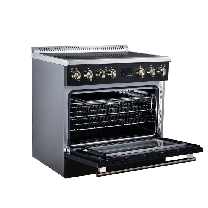 Forno Torino 36 Inch Induction Range, 10,900W Cooktop, 5.36 Cu. Ft. True Convection Oven, Air Fry, Air Sous Vide, Smudge Resistant, Black - FFSIN0936-36BLK