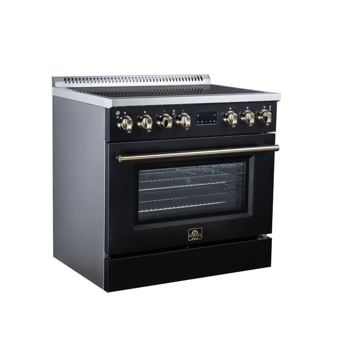 Forno Torino 36 Inch Induction Range, 10,900W Cooktop, 5.36 Cu. Ft. True Convection Oven, Air Fry, Air Sous Vide, Smudge Resistant, Black - FFSIN0936-36BLK