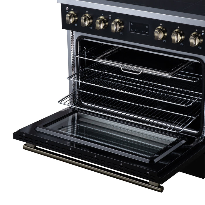Forno Torino 36 Inch Induction Range, 10,900W Cooktop, 5.36 Cu. Ft. True Convection Oven, Air Fry, Air Sous Vide, Smudge Resistant, Black - FFSIN0936-36BLK