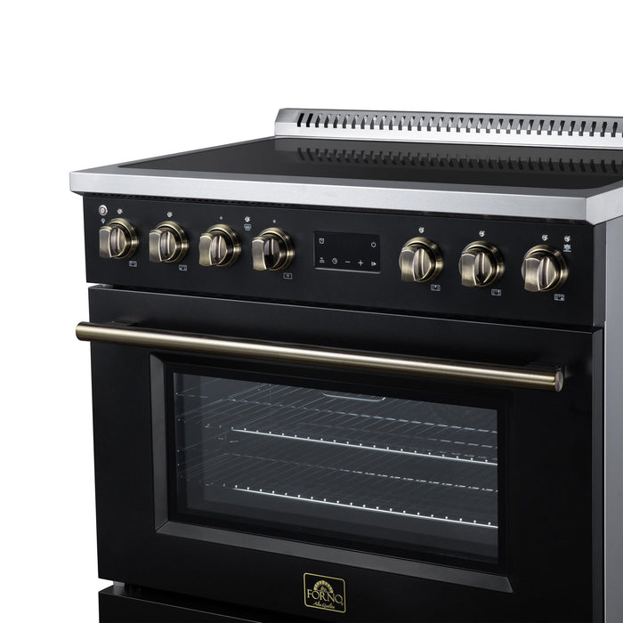 Forno Torino 36 Inch Induction Range, 10,900W Cooktop, 5.36 Cu. Ft. True Convection Oven, Air Fry, Air Sous Vide, Smudge Resistant, Black - FFSIN0936-36BLK