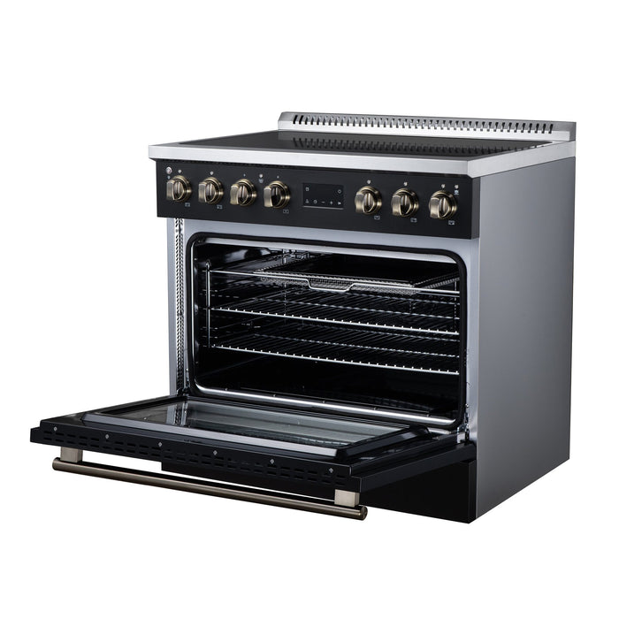 Forno Torino 36 Inch Induction Range, 10,900W Cooktop, 5.36 Cu. Ft. True Convection Oven, Air Fry, Air Sous Vide, Smudge Resistant, Black - FFSIN0936-36BLK