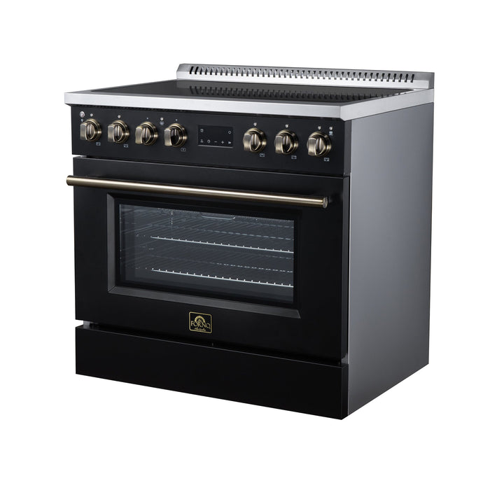 Forno Torino 36 Inch Induction Range, 10,900W Cooktop, 5.36 Cu. Ft. True Convection Oven, Air Fry, Air Sous Vide, Smudge Resistant, Black - FFSIN0936-36BLK