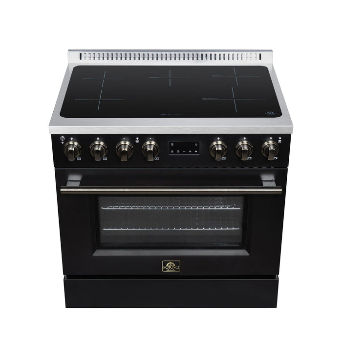 Forno Torino 36 Inch Induction Range, 10,900W Cooktop, 5.36 Cu. Ft. True Convection Oven, Air Fry, Air Sous Vide, Smudge Resistant, Black - FFSIN0936-36BLK