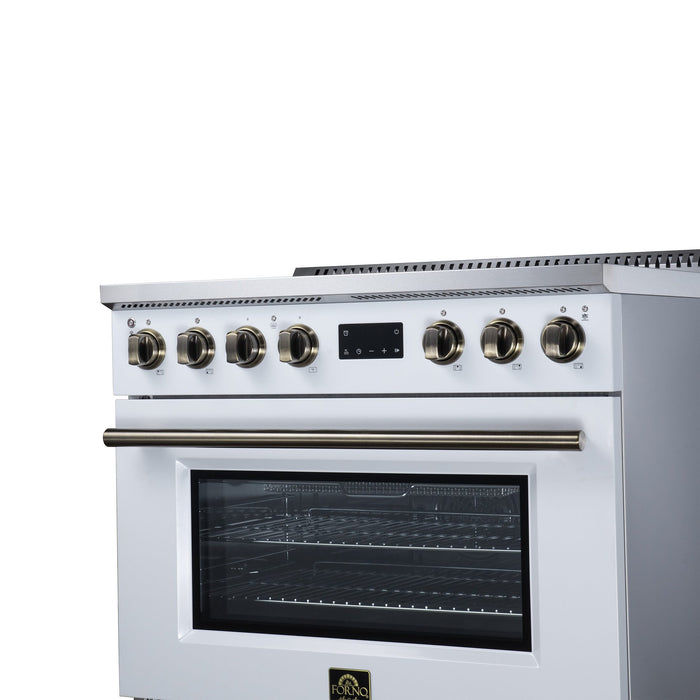 Forno Torino 36 Inch Induction Range, 10,900W Cooktop, 5.36 Cu. Ft. True Convection Oven, Air Fry, Air Sous Vide, Smudge Resistant, White - FFSIN0936-36WHT