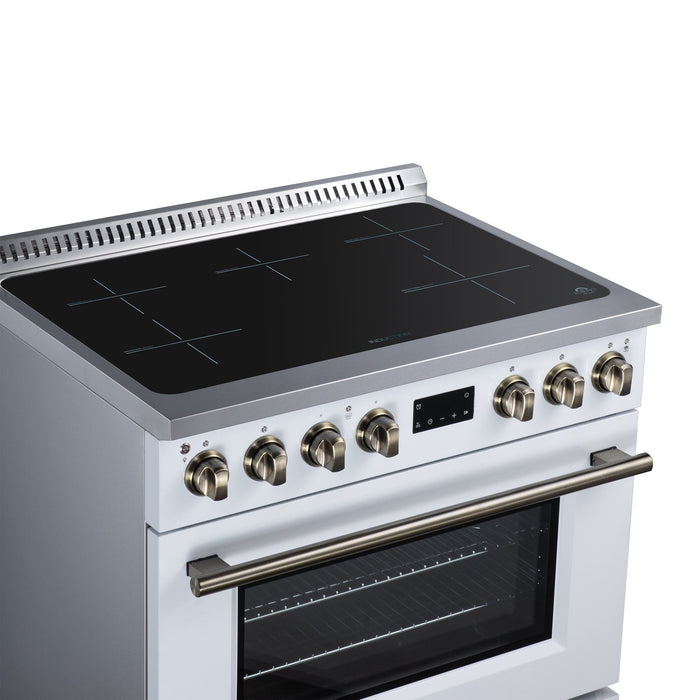 Forno Torino 36 Inch Induction Range, 10,900W Cooktop, 5.36 Cu. Ft. True Convection Oven, Air Fry, Air Sous Vide, Smudge Resistant, White - FFSIN0936-36WHT