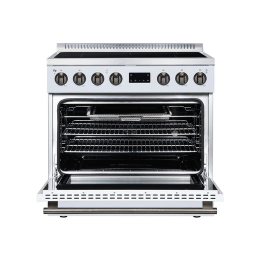 Forno Torino 36 Inch Induction Range, 10,900W Cooktop, 5.36 Cu. Ft. True Convection Oven, Air Fry, Air Sous Vide, Smudge Resistant, White - FFSIN0936-36WHT