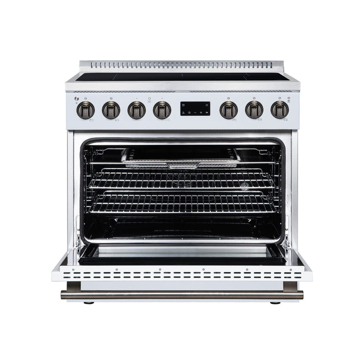 Forno Torino 36 Inch Induction Range, 10,900W Cooktop, 5.36 Cu. Ft. True Convection Oven, Air Fry, Air Sous Vide, Smudge Resistant, White - FFSIN0936-36WHT