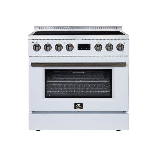 Forno Torino 36 Inch Induction Range, 10,900W Cooktop, 5.36 Cu. Ft. True Convection Oven, Air Fry, Air Sous Vide, Smudge Resistant, White - FFSIN0936-36WHT