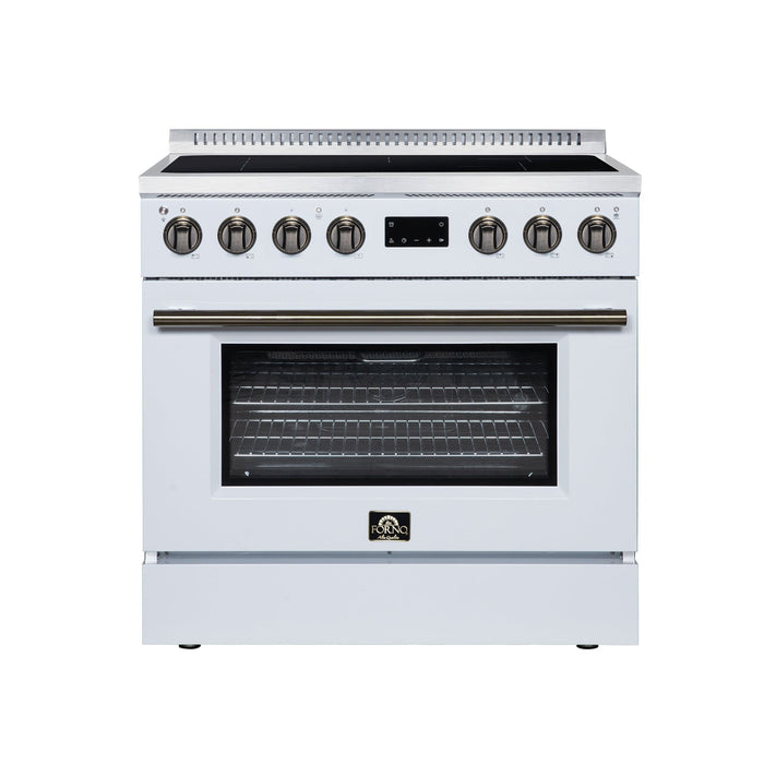 Forno Torino 36 Inch Induction Range, 10,900W Cooktop, 5.36 Cu. Ft. True Convection Oven, Air Fry, Air Sous Vide, Smudge Resistant, White - FFSIN0936-36WHT