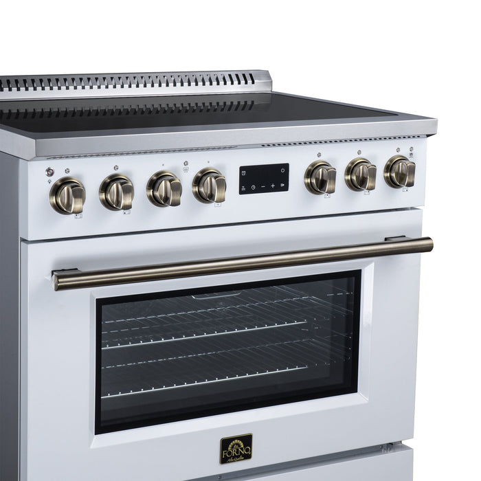 Forno Torino 36 Inch Induction Range, 10,900W Cooktop, 5.36 Cu. Ft. True Convection Oven, Air Fry, Air Sous Vide, Smudge Resistant, White - FFSIN0936-36WHT