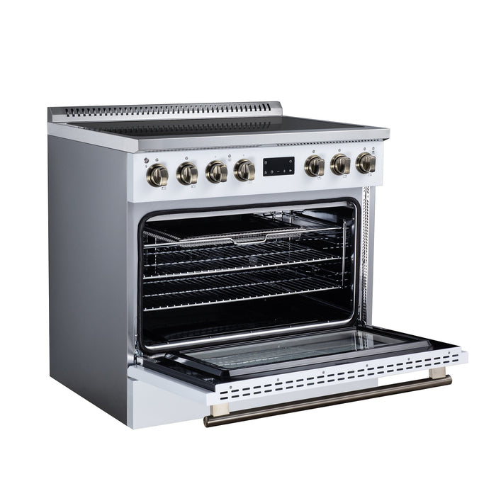 Forno Torino 36 Inch Induction Range, 10,900W Cooktop, 5.36 Cu. Ft. True Convection Oven, Air Fry, Air Sous Vide, Smudge Resistant, White - FFSIN0936-36WHT
