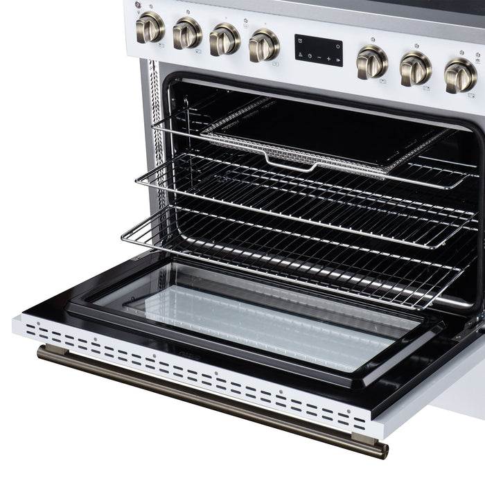 Forno Torino 36 Inch Induction Range, 10,900W Cooktop, 5.36 Cu. Ft. True Convection Oven, Air Fry, Air Sous Vide, Smudge Resistant, White - FFSIN0936-36WHT