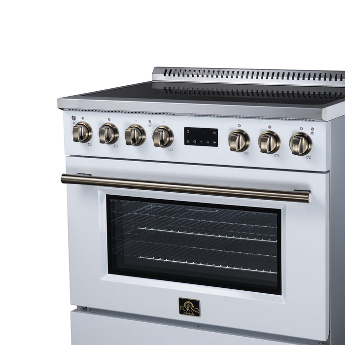 Forno Torino 36 Inch Induction Range, 10,900W Cooktop, 5.36 Cu. Ft. True Convection Oven, Air Fry, Air Sous Vide, Smudge Resistant, White - FFSIN0936-36WHT