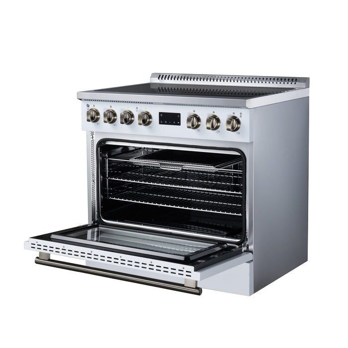 Forno Torino 36 Inch Induction Range, 10,900W Cooktop, 5.36 Cu. Ft. True Convection Oven, Air Fry, Air Sous Vide, Smudge Resistant, White - FFSIN0936-36WHT