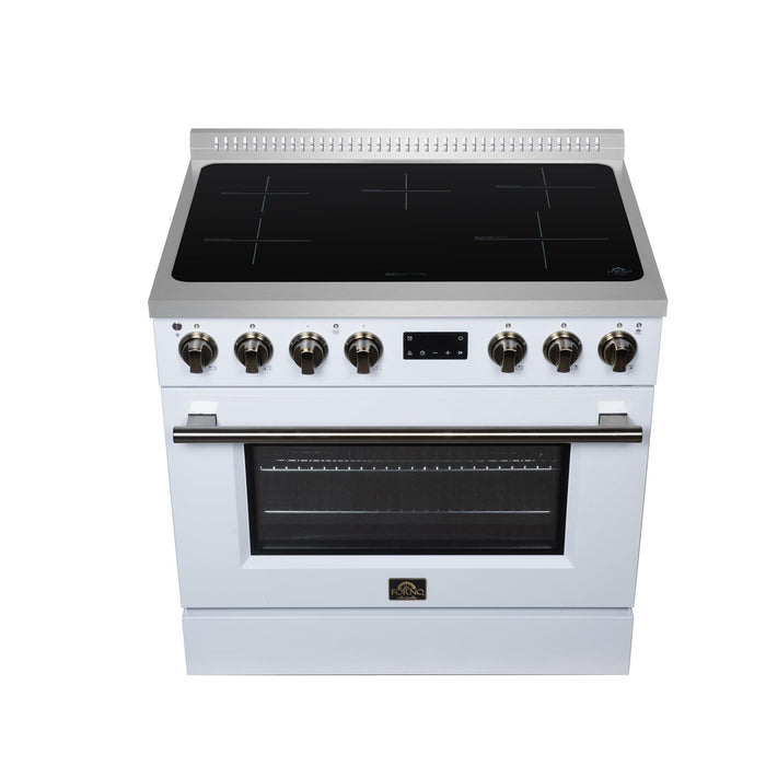 Forno Torino 36 Inch Induction Range, 10,900W Cooktop, 5.36 Cu. Ft. True Convection Oven, Air Fry, Air Sous Vide, Smudge Resistant, White - FFSIN0936-36WHT