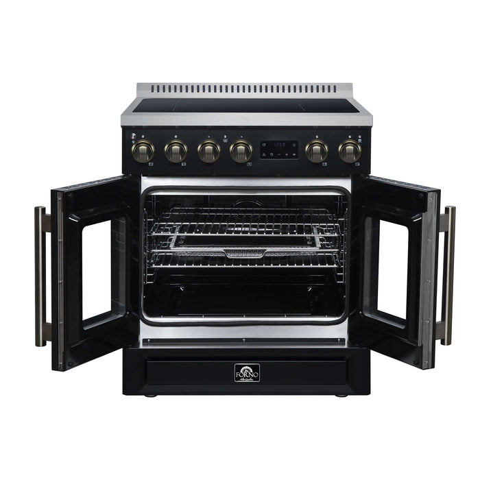 Torino French Door 30 Inch Induction Range with Air Fryer, Air Sous Vide & True Convection, Dual Broiler, Black