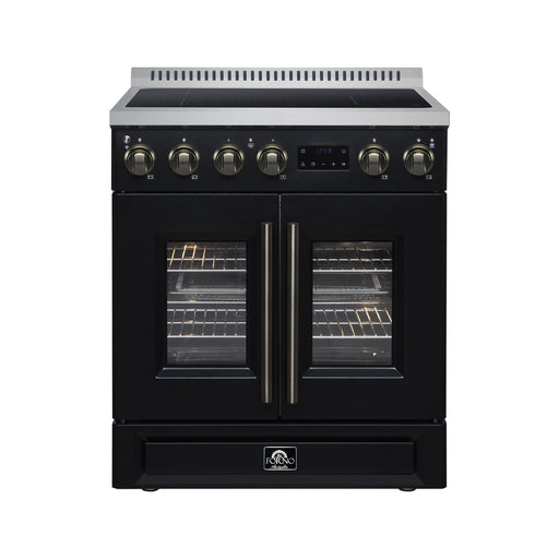 Torino French Door 30 Inch Induction Range with Air Fryer, Air Sous Vide & True Convection, Dual Broiler, Black
