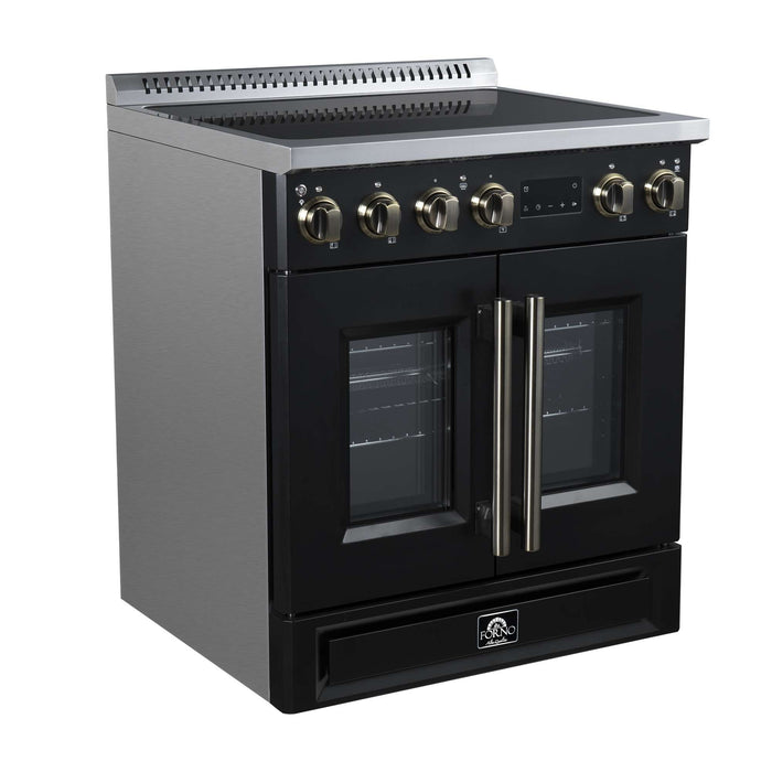 Torino French Door 30 Inch Induction Range with Air Fryer, Air Sous Vide & True Convection, Dual Broiler, Black