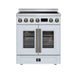 Torino French Door 30 Inch Induction Range with Air Fryer, Air Sous Vide & True Convection, Dual Broiler, White