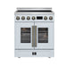 Torino French Door 30 Inch Induction Range with Air Fryer, Air Sous Vide & True Convection, Dual Broiler, White