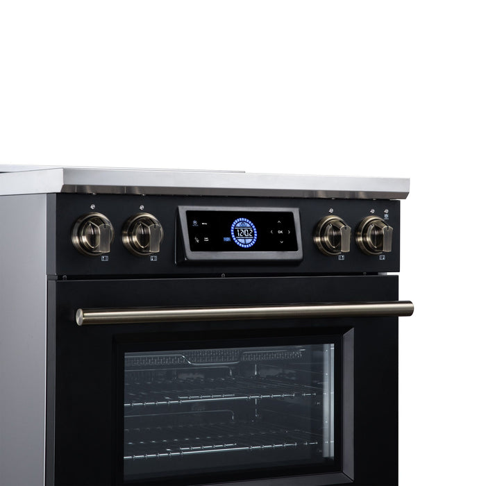 Forno Maximus 30 Inch Induction Range, 8,800 Total Cooktop, 4.32 Cu. Ft. True Convection Oven, Air Fryer, Air Sous Vide, Black - FFSIN0968-30BLK