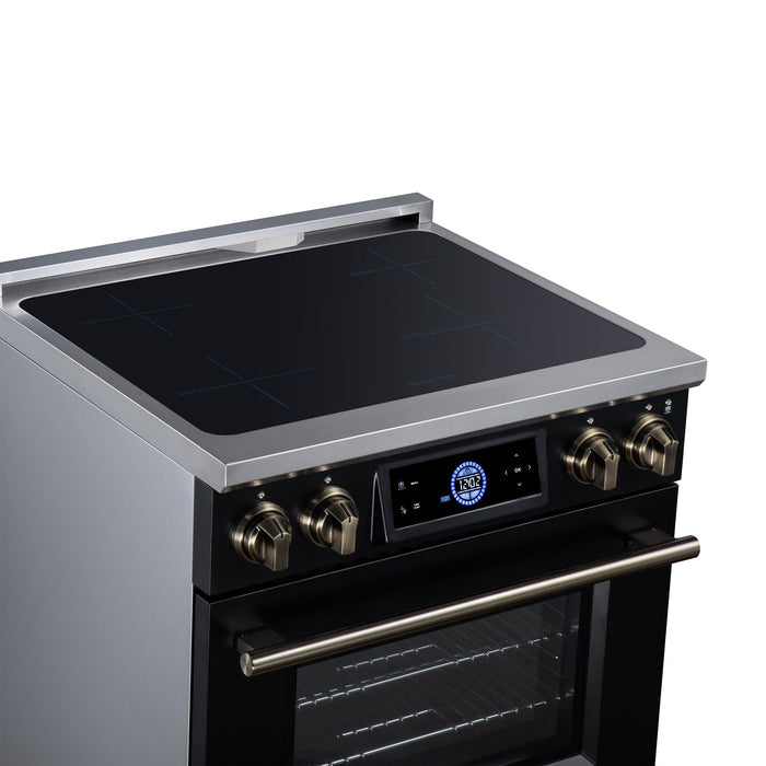 Forno Maximus 30 Inch Induction Range, 8,800 Total Cooktop, 4.32 Cu. Ft. True Convection Oven, Air Fryer, Air Sous Vide, Black - FFSIN0968-30BLK