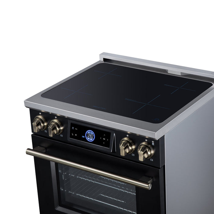 Forno Maximus 30 Inch Induction Range, 8,800 Total Cooktop, 4.32 Cu. Ft. True Convection Oven, Air Fryer, Air Sous Vide, Black - FFSIN0968-30BLK