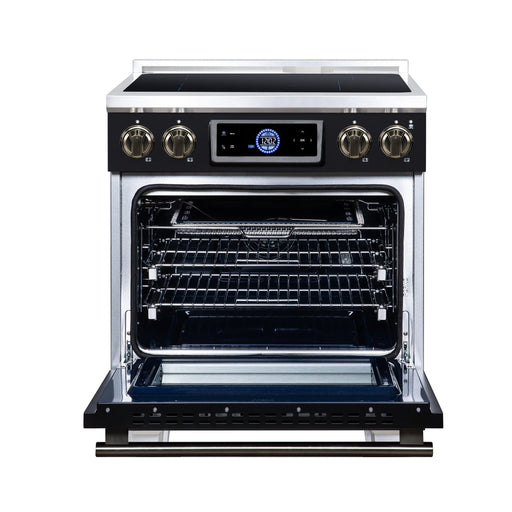 Forno Maximus 30 Inch Induction Range, 8,800 Total Cooktop, 4.32 Cu. Ft. True Convection Oven, Air Fryer, Air Sous Vide, Black - FFSIN0968-30BLK