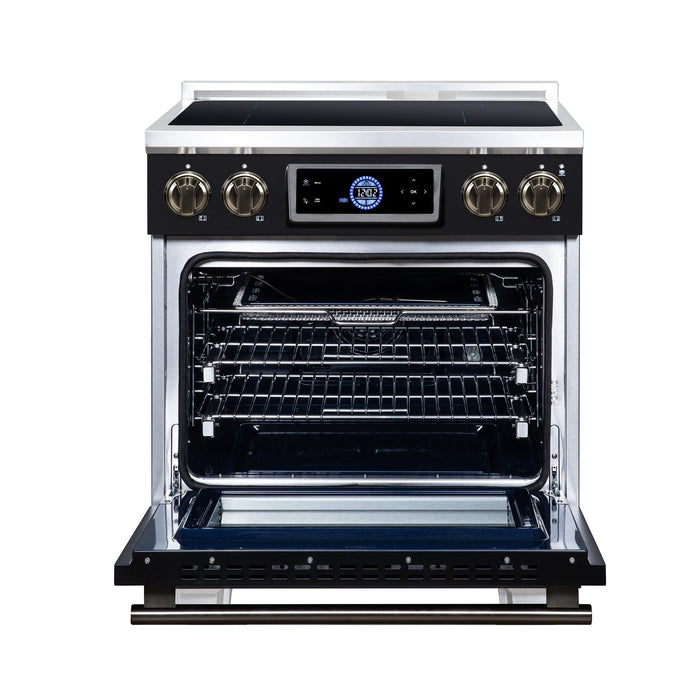 Forno Maximus 30 Inch Induction Range, 8,800 Total Cooktop, 4.32 Cu. Ft. True Convection Oven, Air Fryer, Air Sous Vide, Black - FFSIN0968-30BLK