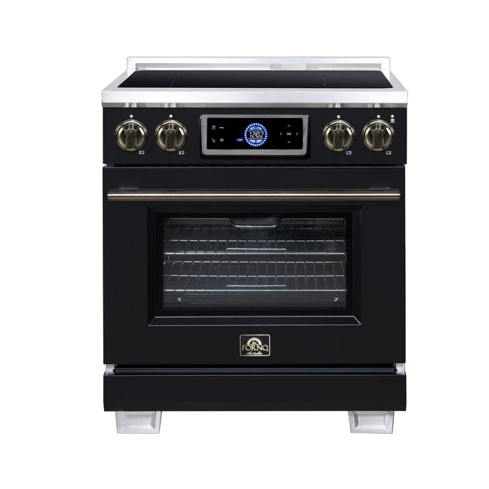 Forno Maximus 30 Inch Induction Range, 8,800 Total Cooktop, 4.32 Cu. Ft. True Convection Oven, Air Fryer, Air Sous Vide, Black - FFSIN0968-30BLK