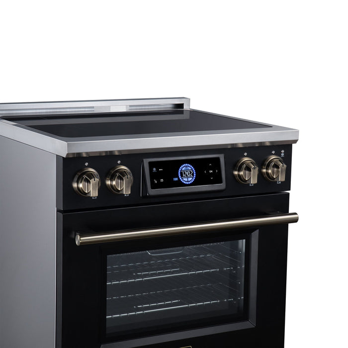 Forno Maximus 30 Inch Induction Range, 8,800 Total Cooktop, 4.32 Cu. Ft. True Convection Oven, Air Fryer, Air Sous Vide, Black - FFSIN0968-30BLK