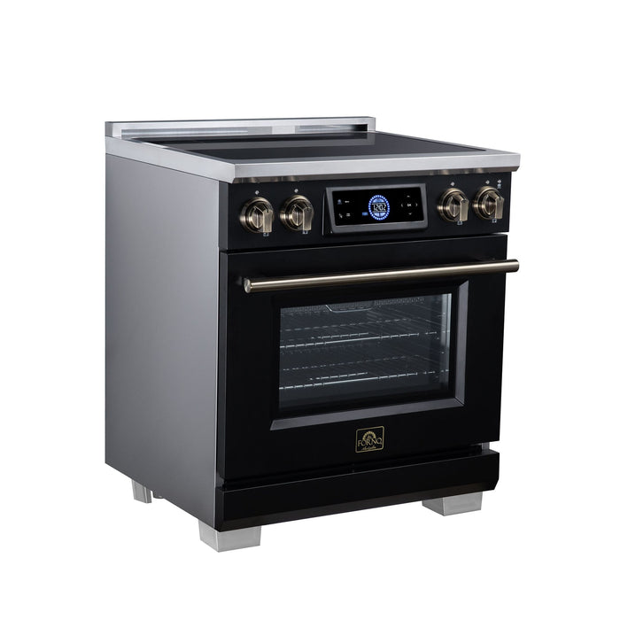 Forno Maximus 30 Inch Induction Range, 8,800 Total Cooktop, 4.32 Cu. Ft. True Convection Oven, Air Fryer, Air Sous Vide, Black - FFSIN0968-30BLK