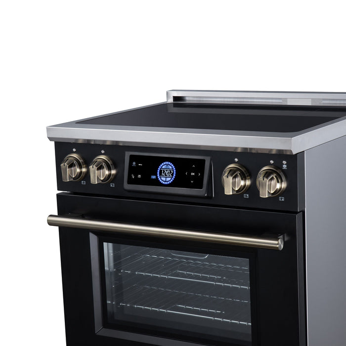 Forno Maximus 30 Inch Induction Range, 8,800 Total Cooktop, 4.32 Cu. Ft. True Convection Oven, Air Fryer, Air Sous Vide, Black - FFSIN0968-30BLK