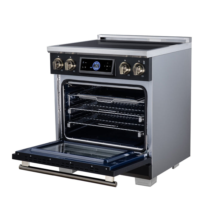 Forno Maximus 30 Inch Induction Range, 8,800 Total Cooktop, 4.32 Cu. Ft. True Convection Oven, Air Fryer, Air Sous Vide, Black - FFSIN0968-30BLK