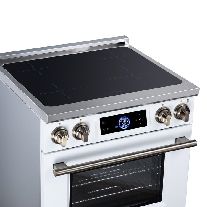 Forno Maximus 30 Inch Induction Range, 8,800 Total Cooktop, 4.32 Cu. Ft. True Convection Oven, Air Fryer, Air Sous Vide, White - FFSIN0968-30WHT