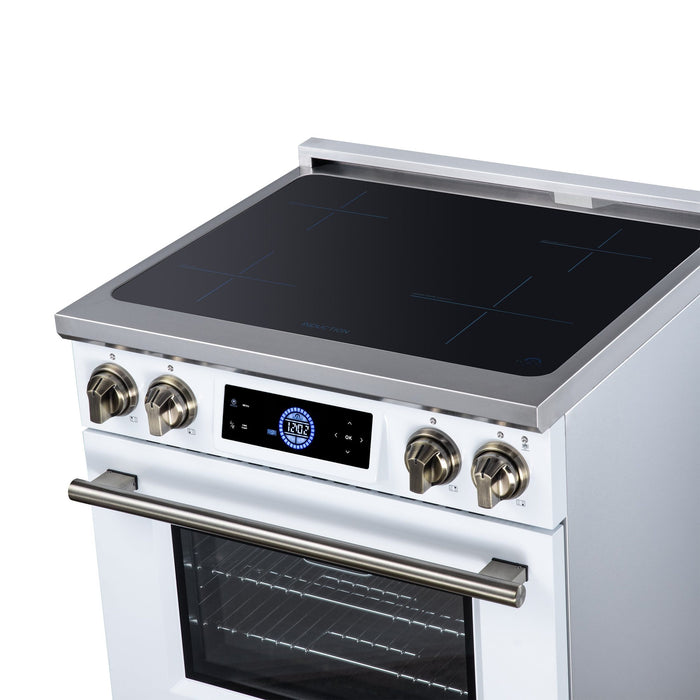 Forno Maximus 30 Inch Induction Range, 8,800 Total Cooktop, 4.32 Cu. Ft. True Convection Oven, Air Fryer, Air Sous Vide, White - FFSIN0968-30WHT