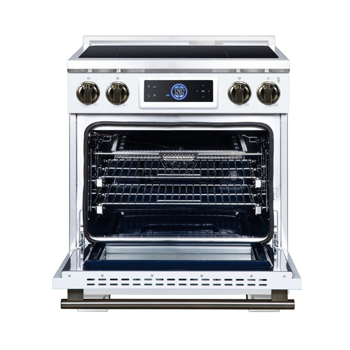 Forno Maximus 30 Inch Induction Range, 8,800 Total Cooktop, 4.32 Cu. Ft. True Convection Oven, Air Fryer, Air Sous Vide, White - FFSIN0968-30WHT