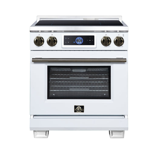 Forno Maximus 30 Inch Induction Range, 8,800 Total Cooktop, 4.32 Cu. Ft. True Convection Oven, Air Fryer, Air Sous Vide, White - FFSIN0968-30WHT