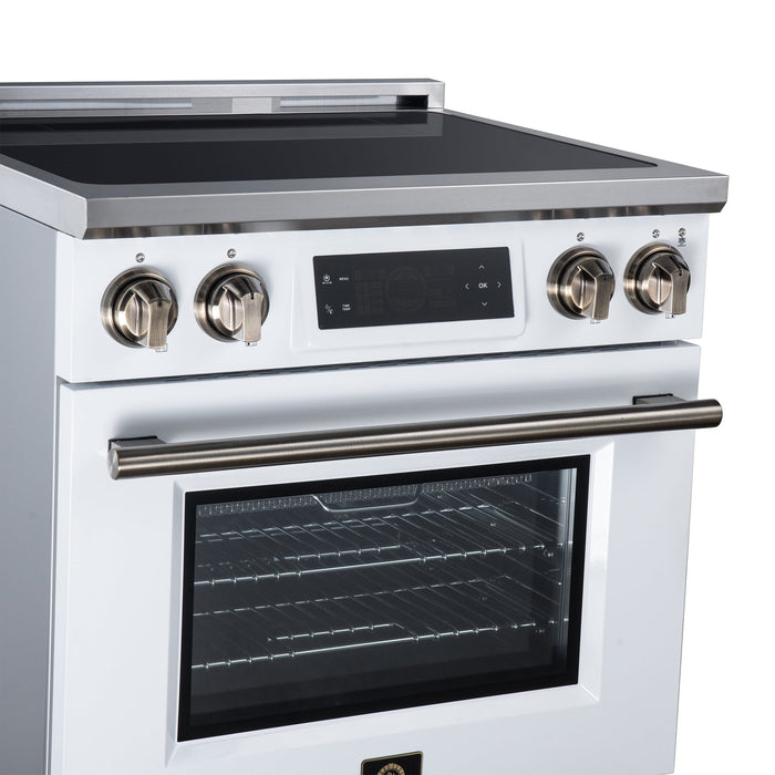 Forno Maximus 30 Inch Induction Range, 8,800 Total Cooktop, 4.32 Cu. Ft. True Convection Oven, Air Fryer, Air Sous Vide, White - FFSIN0968-30WHT