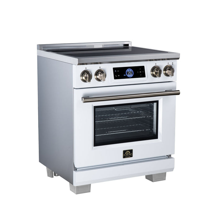 Forno Maximus 30 Inch Induction Range, 8,800 Total Cooktop, 4.32 Cu. Ft. True Convection Oven, Air Fryer, Air Sous Vide, White - FFSIN0968-30WHT