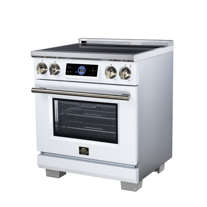 Forno Maximus 30 Inch Induction Range, 8,800 Total Cooktop, 4.32 Cu. Ft. True Convection Oven, Air Fryer, Air Sous Vide, White - FFSIN0968-30WHT