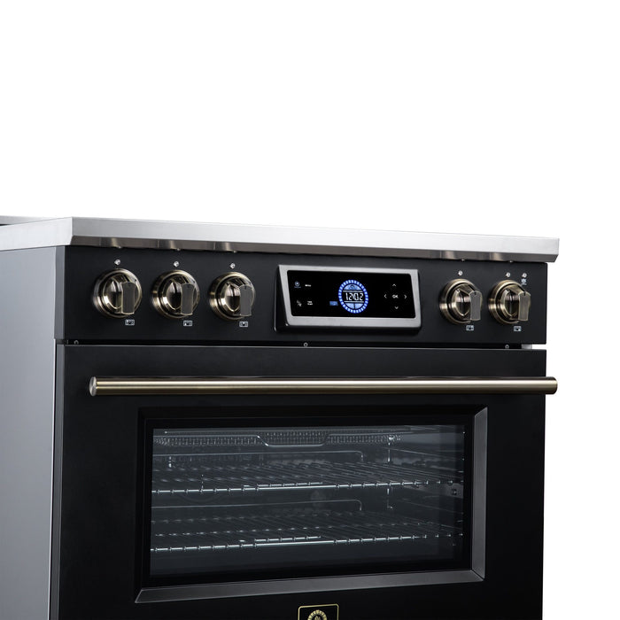 Forno Maximus 36 Inch Induction Range, 10,900 Total Cooktop, 5.36 Cu. Ft. True Convection Oven, Air Fryer, Air Sous Vide, Black - FFSIN0968-36BLK