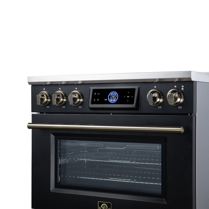 Forno Maximus 36 Inch Induction Range, 10,900 Total Cooktop, 5.36 Cu. Ft. True Convection Oven, Air Fryer, Air Sous Vide, Black - FFSIN0968-36BLK