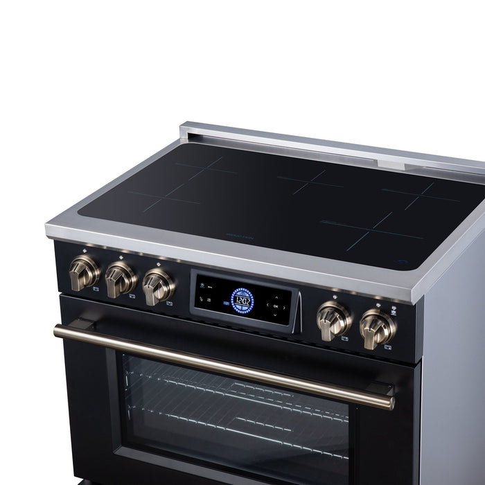Forno Maximus 36 Inch Induction Range, 10,900 Total Cooktop, 5.36 Cu. Ft. True Convection Oven, Air Fryer, Air Sous Vide, Black - FFSIN0968-36BLK
