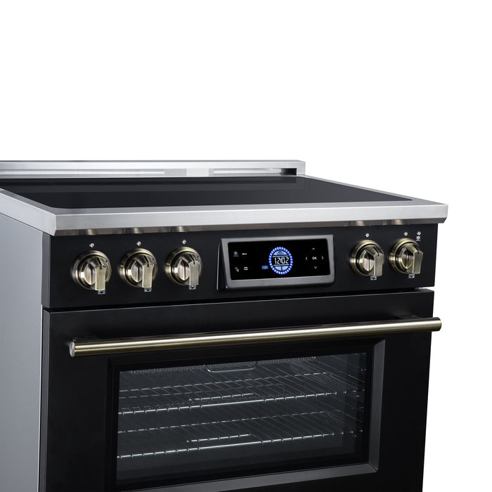 Forno Maximus 36 Inch Induction Range, 10,900 Total Cooktop, 5.36 Cu. Ft. True Convection Oven, Air Fryer, Air Sous Vide, Black - FFSIN0968-36BLK