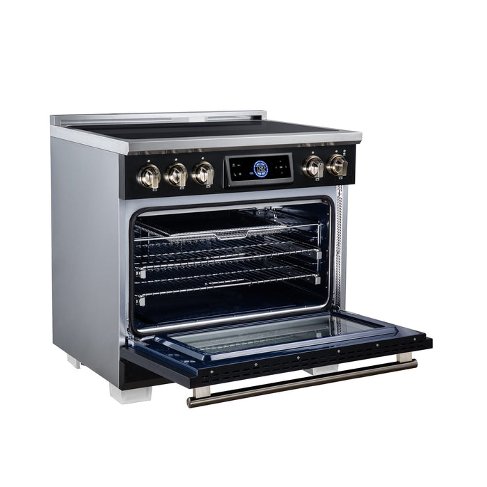 Forno Maximus 36 Inch Induction Range, 10,900 Total Cooktop, 5.36 Cu. Ft. True Convection Oven, Air Fryer, Air Sous Vide, Black - FFSIN0968-36BLK