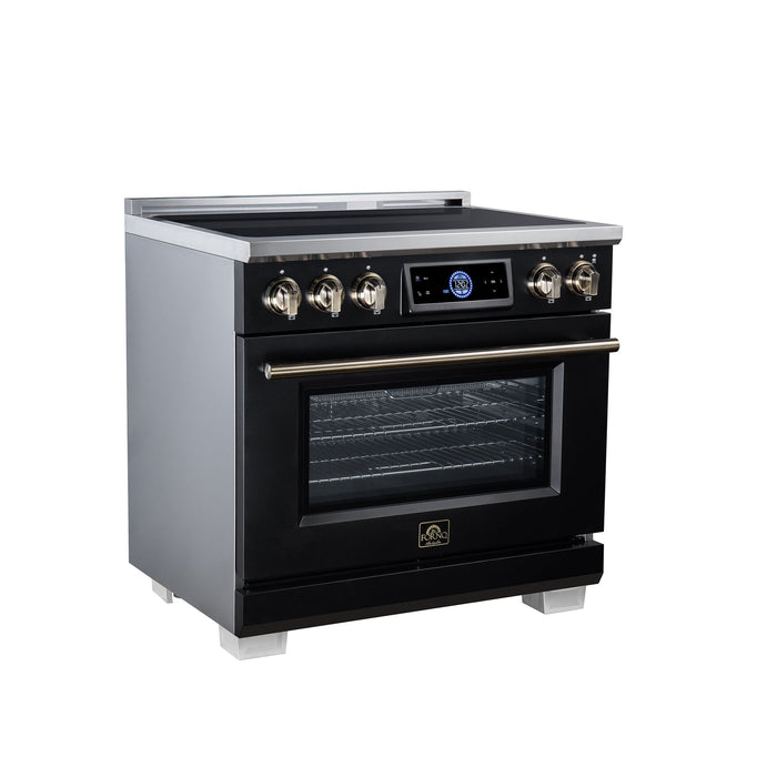 Forno Maximus 36 Inch Induction Range, 10,900 Total Cooktop, 5.36 Cu. Ft. True Convection Oven, Air Fryer, Air Sous Vide, Black - FFSIN0968-36BLK